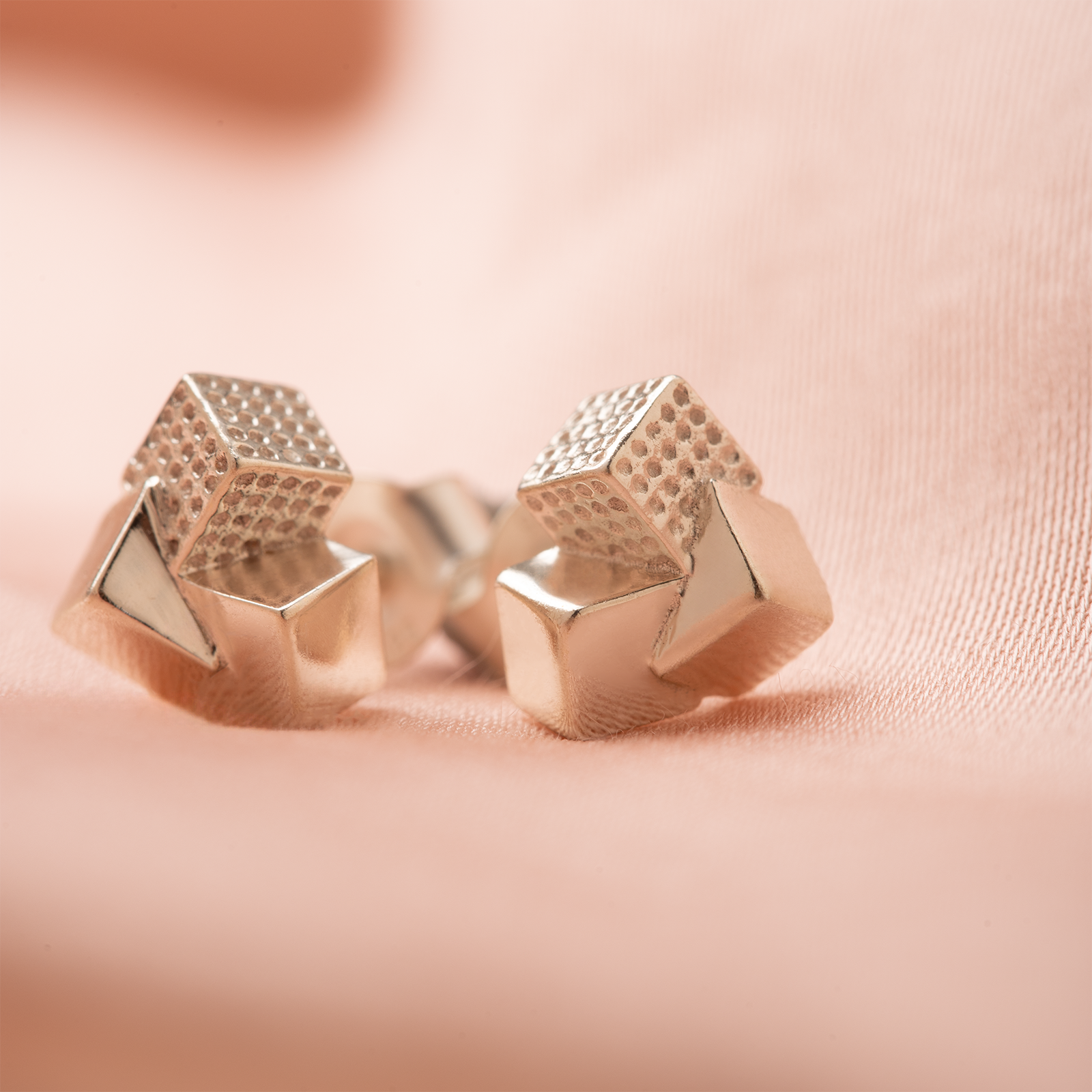 GeoCode Silver Cube Studs
