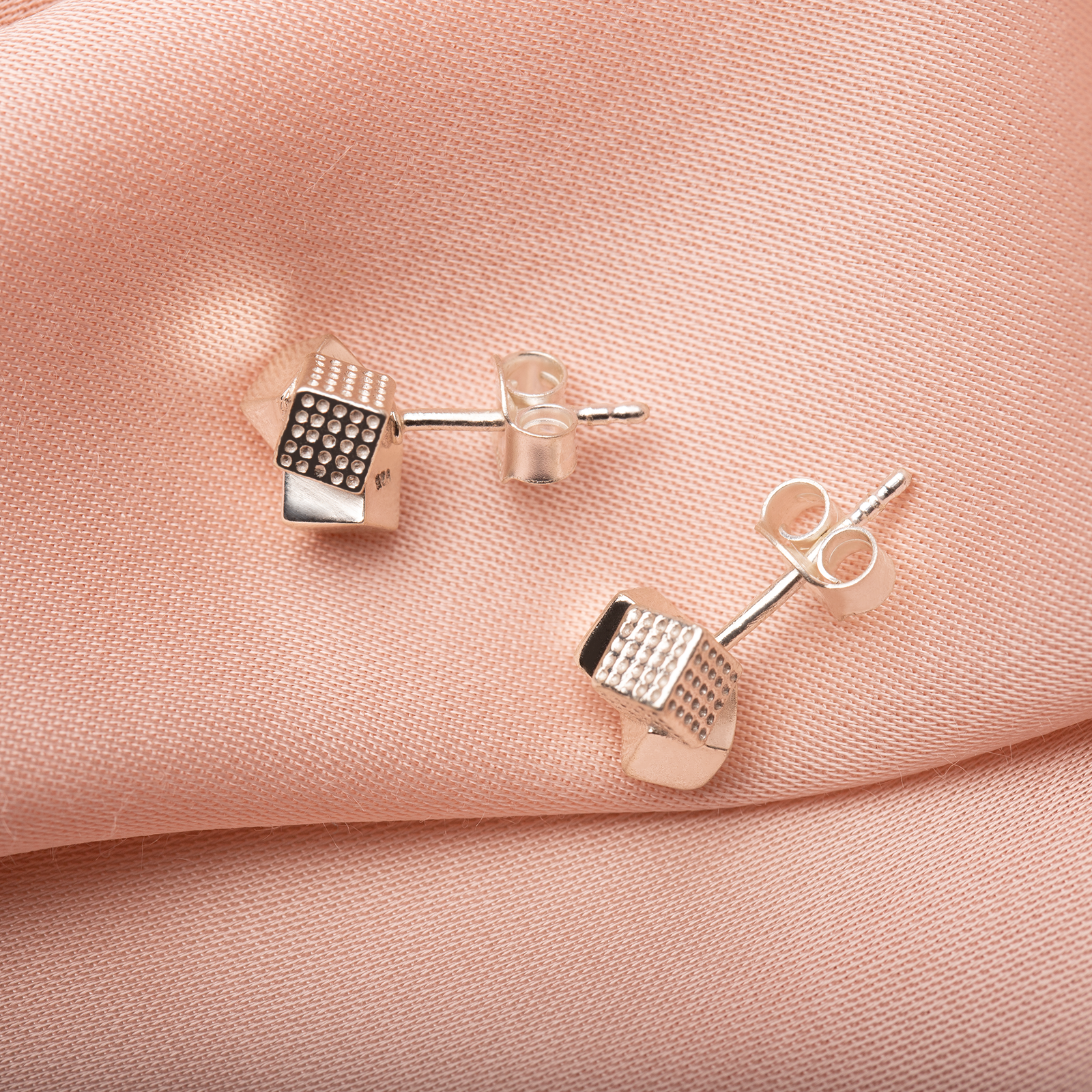 GeoCode Silver Cube Studs