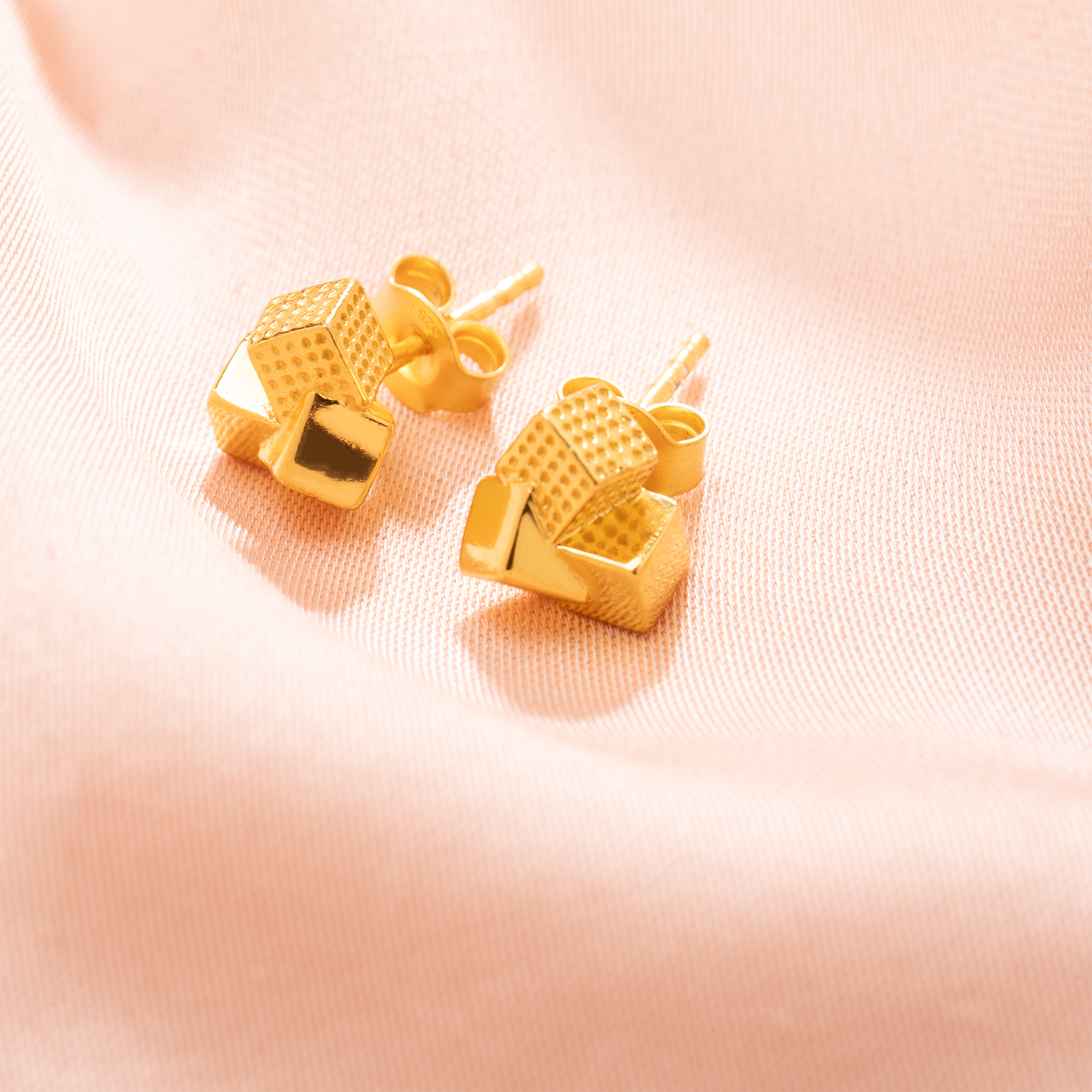 GeoCode Gold Cube Studs