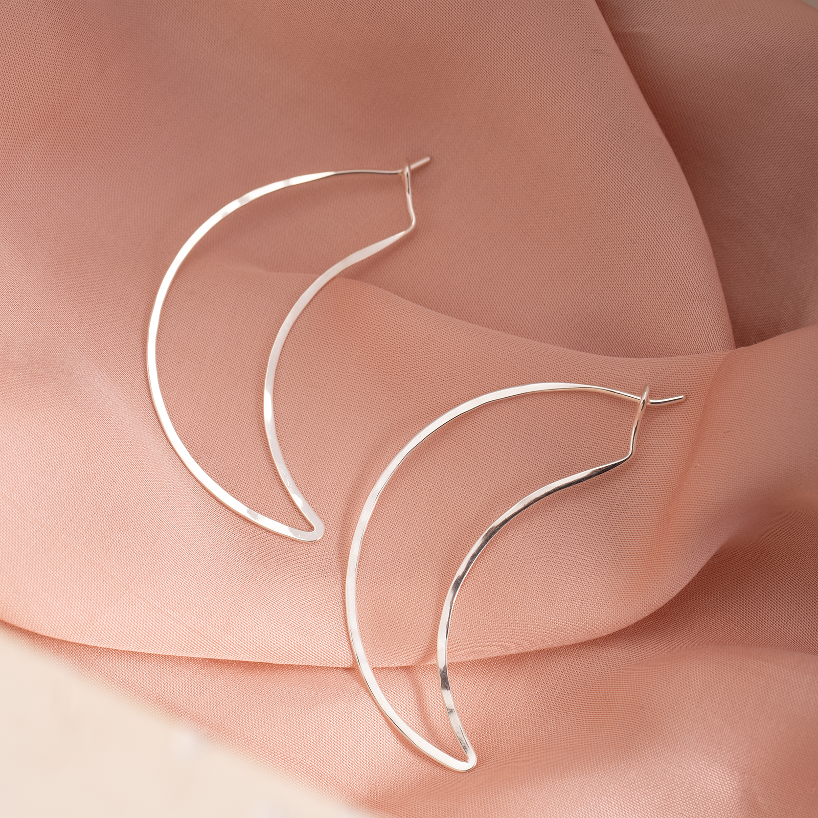 Silver Luna Arc Hoops