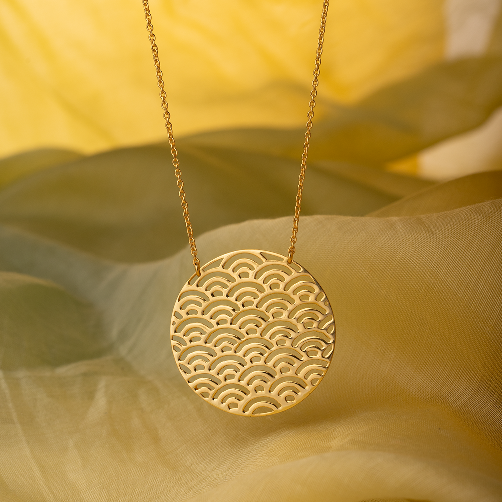 Aurelia Wave Medallion Necklace