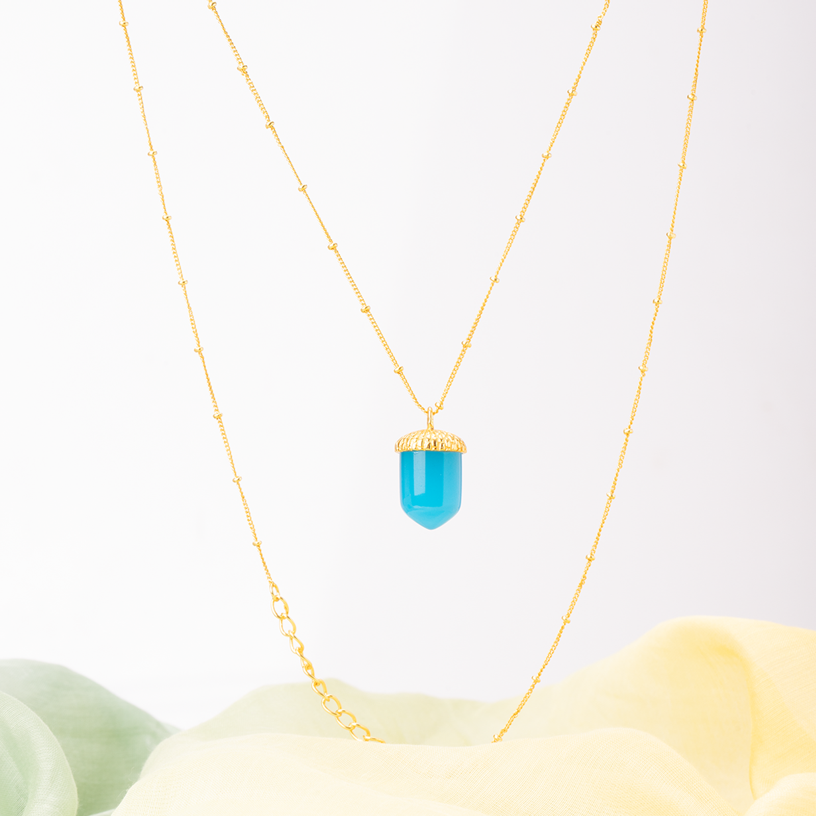 Azure Acorn Chalcedony Necklace