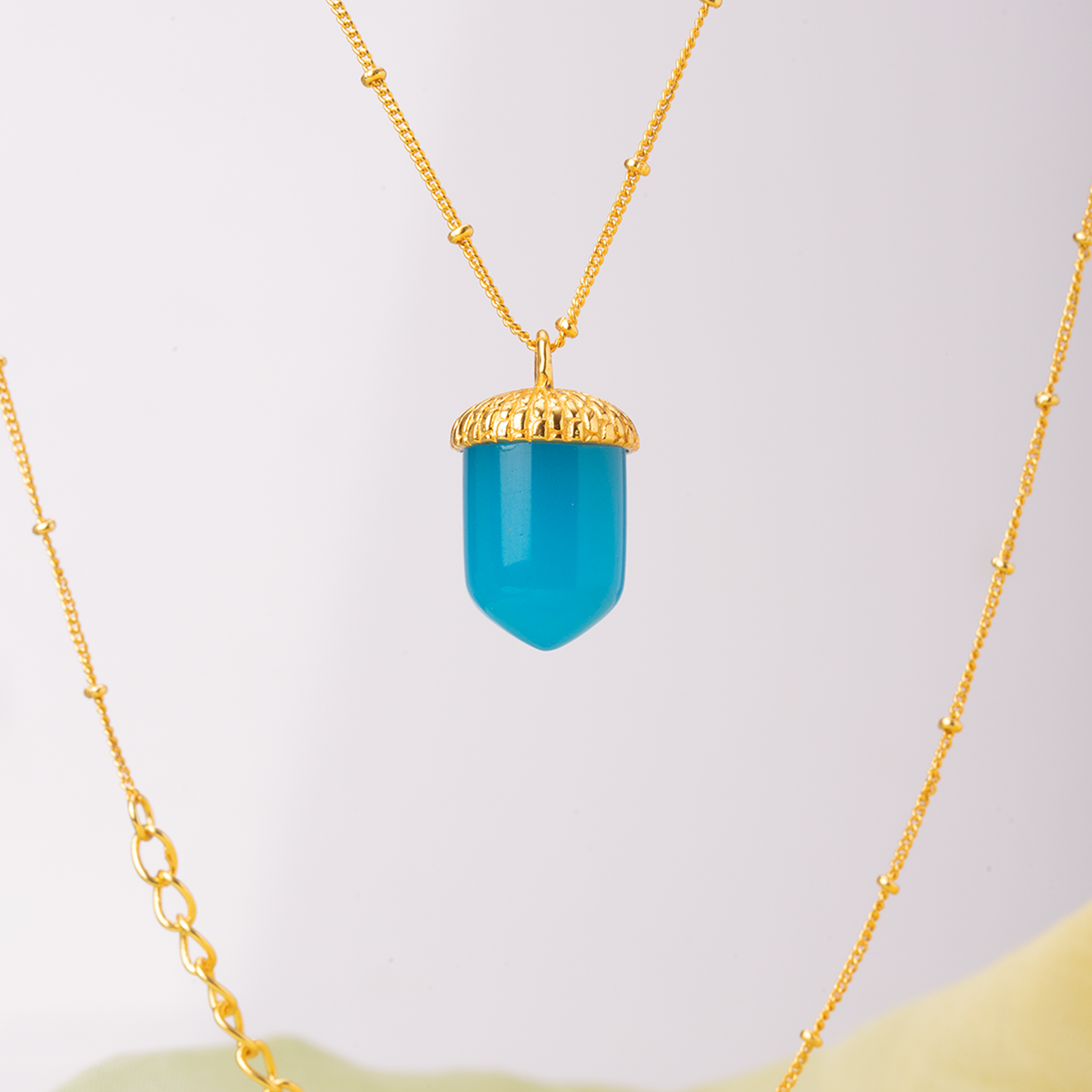 Azure Acorn Chalcedony Necklace