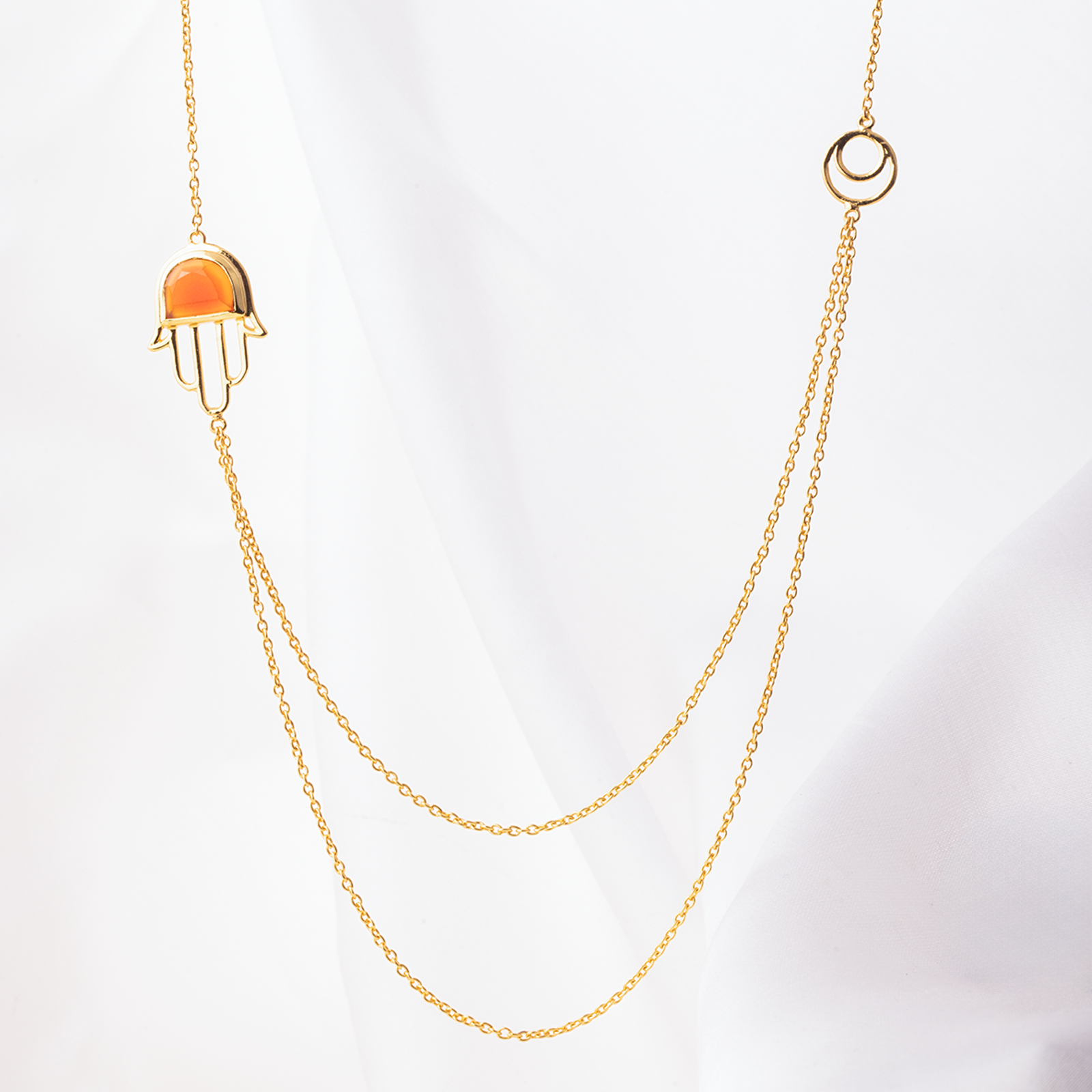 Crimson Hamsa Layered Necklace