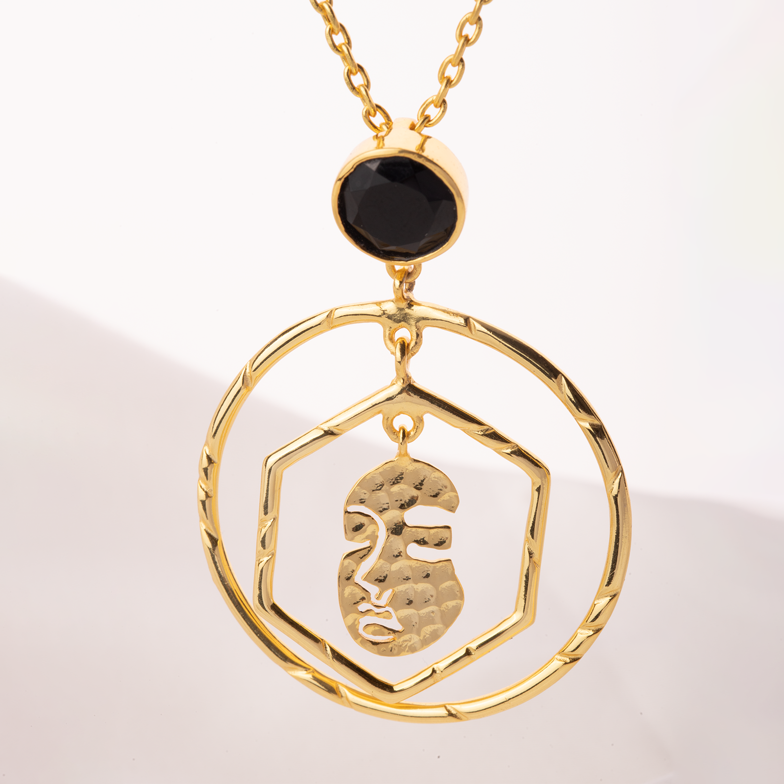 Solara Hammered Mask Necklace