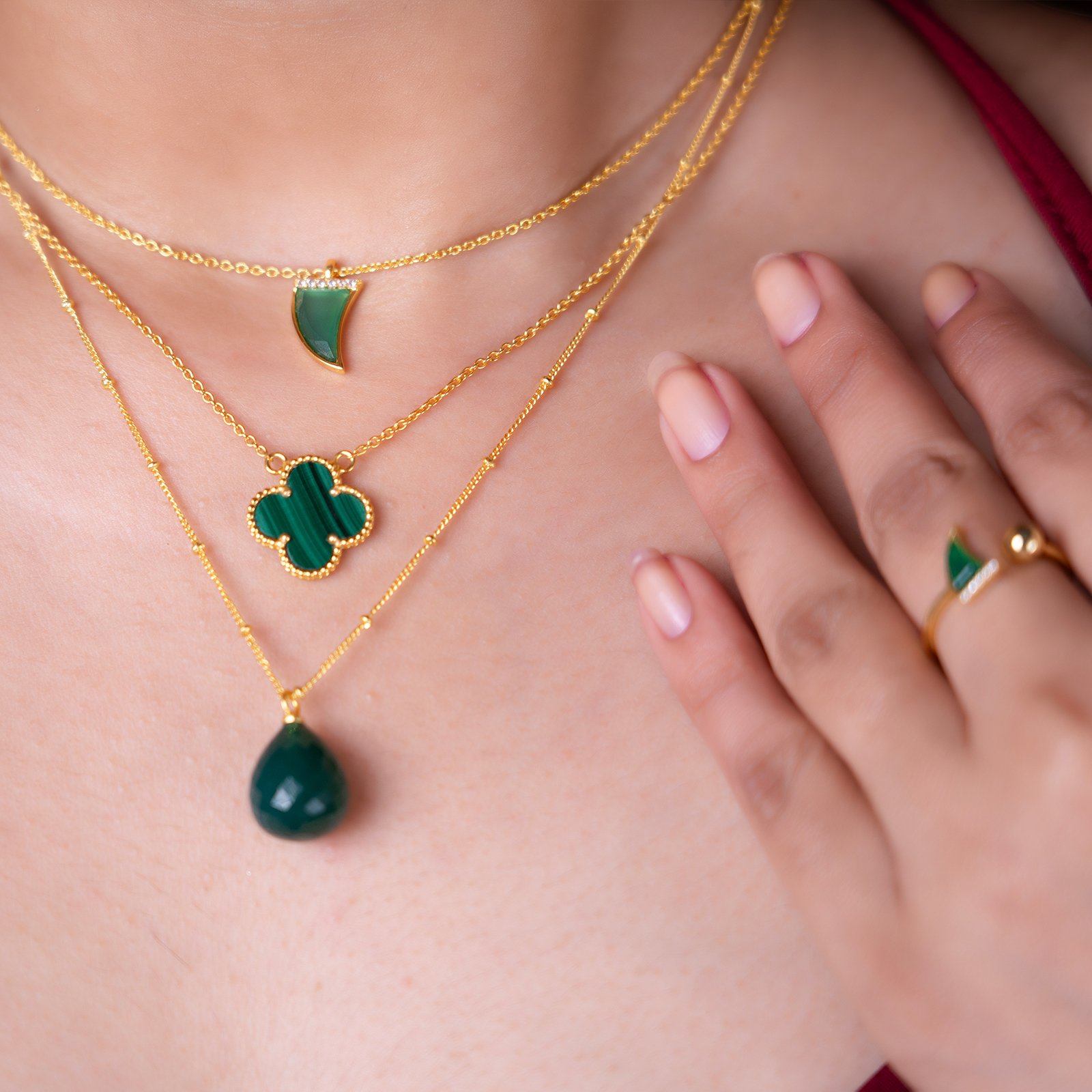 Malachite Clover Necklace