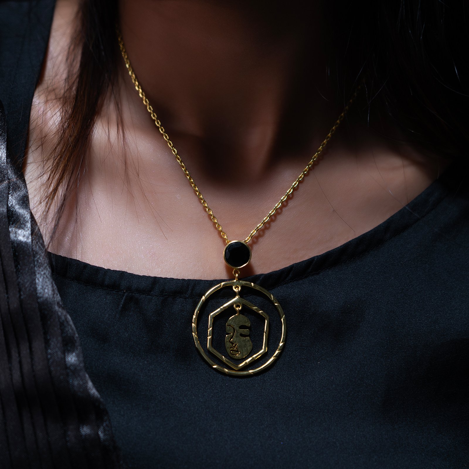 Solara Hammered Mask Necklace