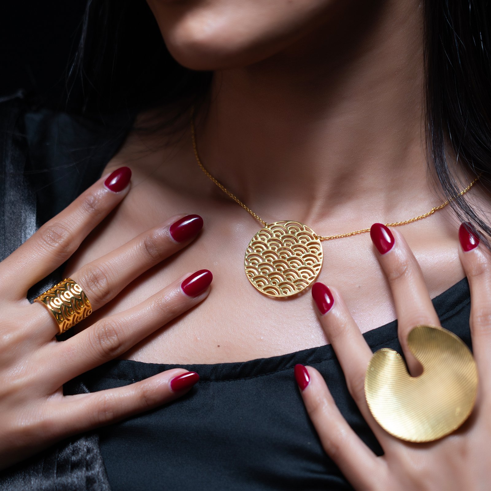 Aurelia Wave Medallion Necklace