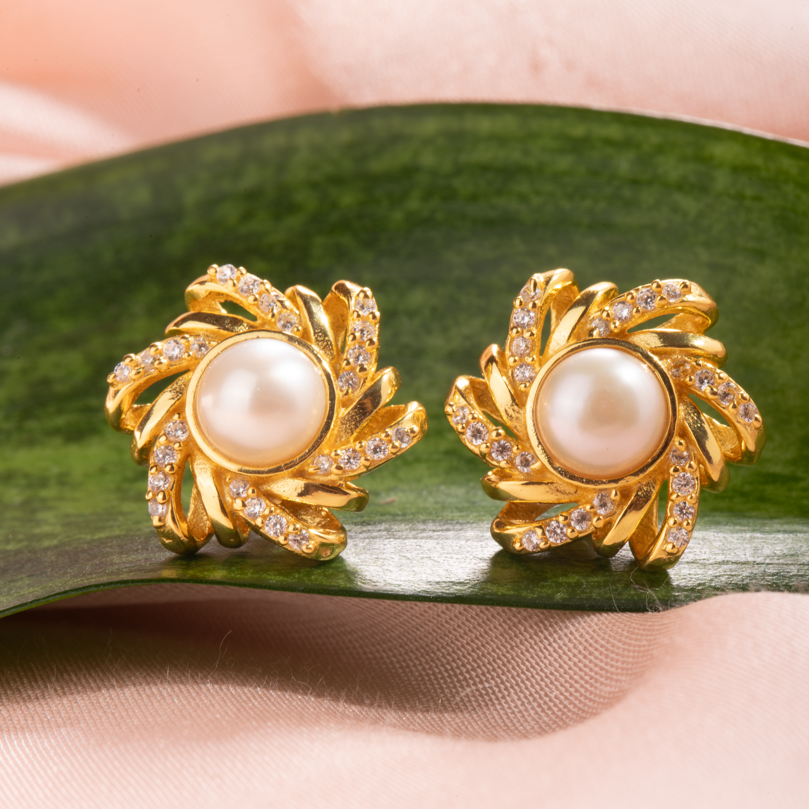 Lustrous Bloom Pearl Studs